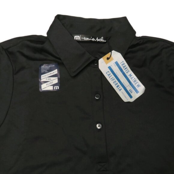 Travis Mathew Womens Polo Shirt Small Black Short Sleeve‎ New Pima Cotton Poly - Picture 3 of 6